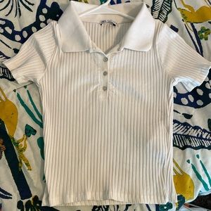 ZARA White Ribbed collar shirt- NEW!!